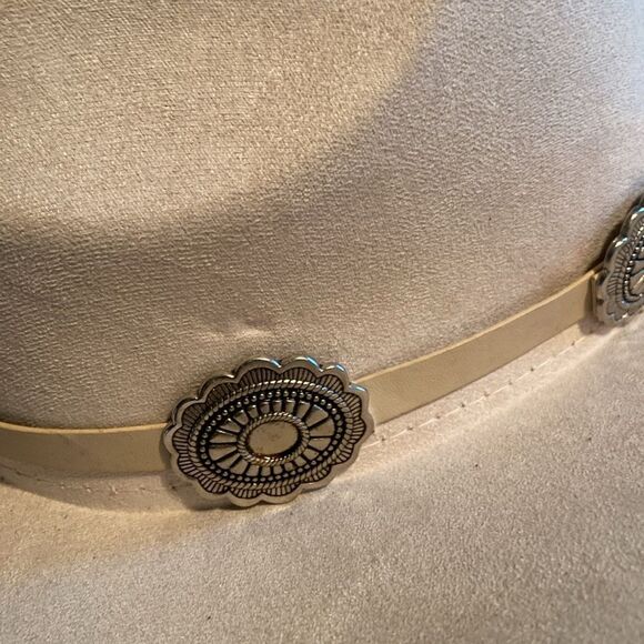 Pinch Front Fashion Western Hat Ladies M Concho turquoise - Picture 3 of 10